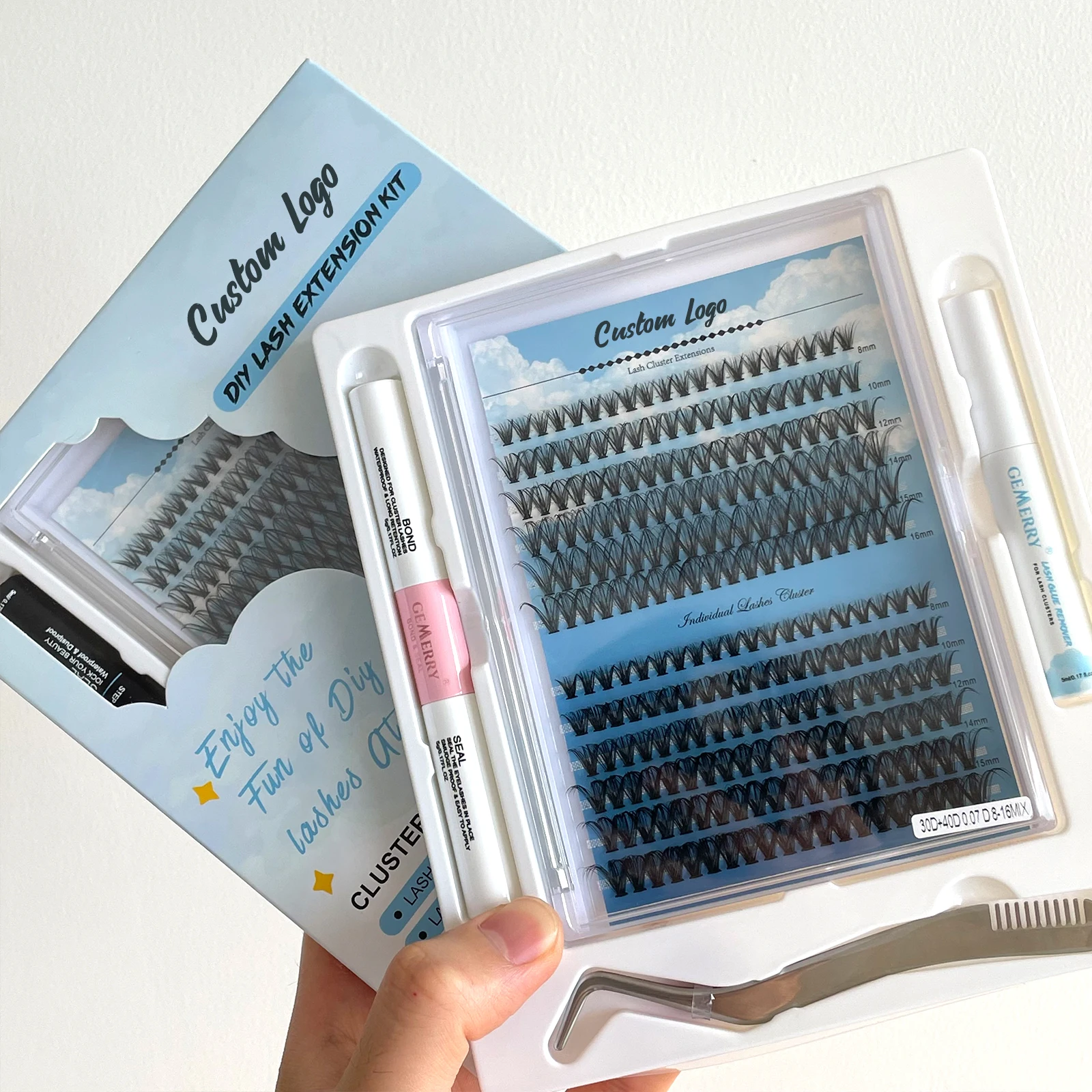 New Design DIY Lash Kit Segment Eyelash 20D 30D 40D Individual Cluster Silk  Fluffy Fans Knot Free Lashes Diy Eyelash Extension