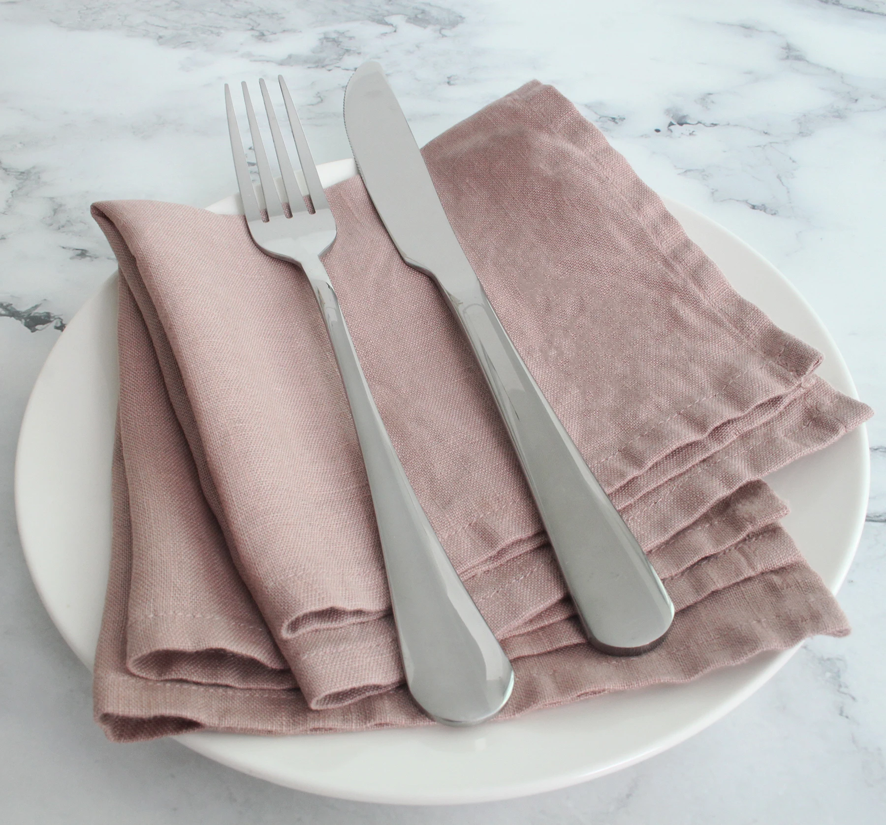 Stonewashed Leinenservietten – 4er-Set Aus Französischem Flachs, 50,8x50,8 Cm, Mit Gehrungsecken