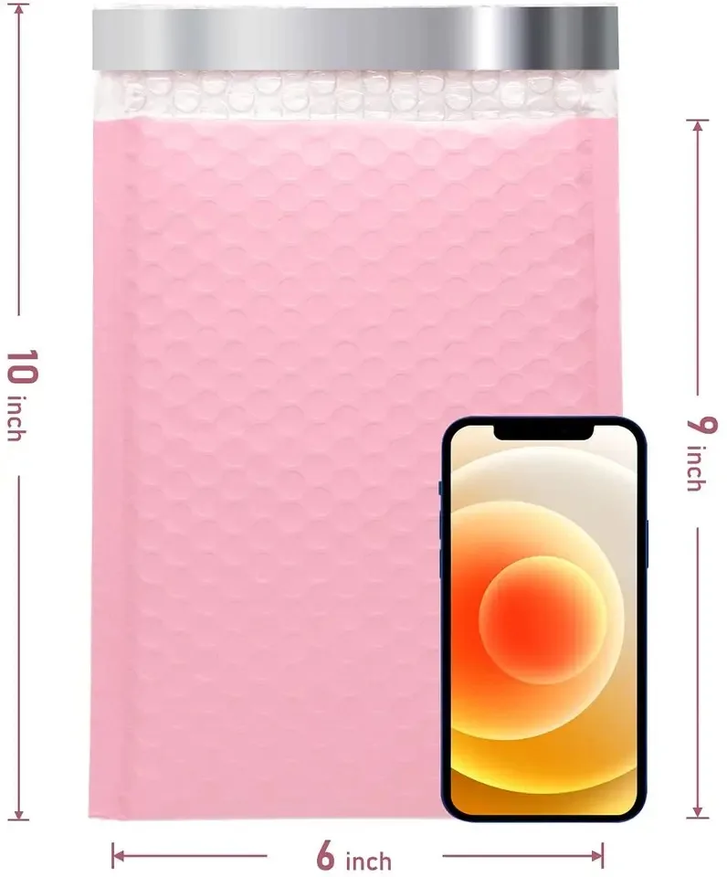 Support Custom Multiple Colors Shipping Packaging  Bubble Envelope Mailing Bag Metal Polygon Holographic Bubble Mail Bag