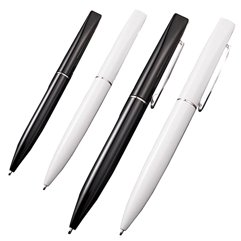 Metal Ball Pen Black White Simple Luxury Fine Ballpoint Pens With Custom Logo for Business Gift and Promotional