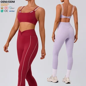 XW-YW584 Women Sports Faux Two Piece Custom Elastic Stylish Workout Breathable Comfortable Fitness Casual Yoga Sports Bra