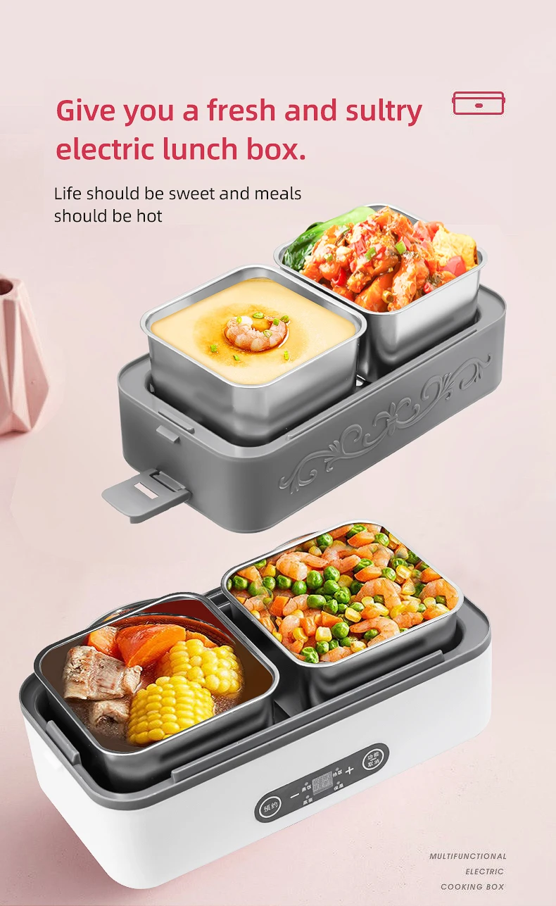 Large Size 4L Smart Cooking Silent 304 Stainless Steel Inner Liner Ptc Heating element for Electric Lunch Box