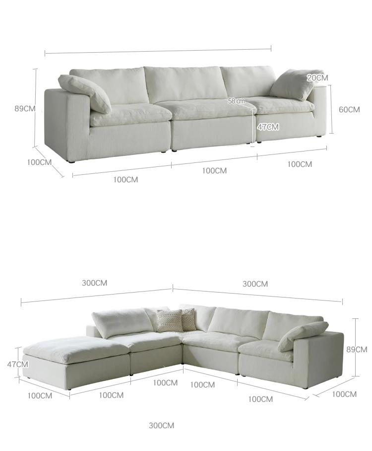 Couch Sectional Living Room Sofa Set Duck Feather Sofas Modular White