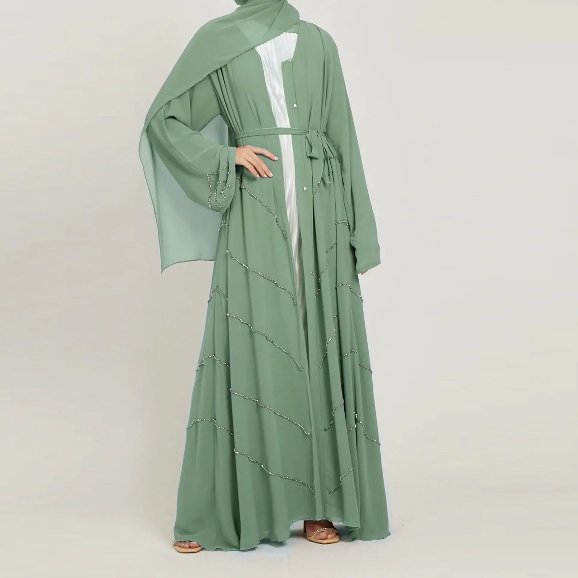 Wholesale Solid Color Simple Modest Islamic Clothing Abaya Muslim Dresses for Women Abaya