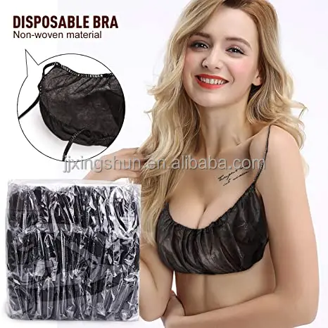 100 Pieces Disposable Nonwoven Bras Women's Disposable Spa Top Garment  Underwear Individually Pack Brassieres for Spray Tanning Black
