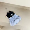 Nero e blu a quadri senza anello a D
