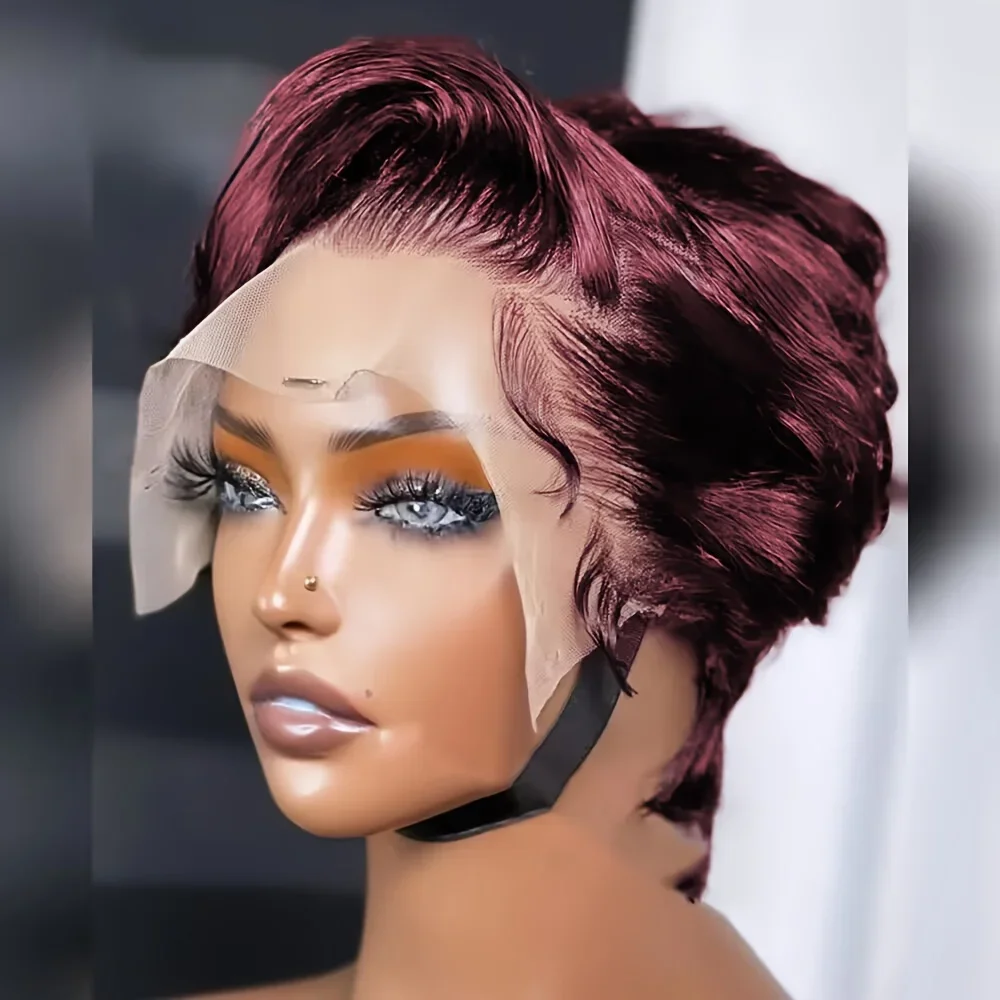 13x4 Lace Front Wig Remy Human Wigs Zijscheiding Korte Pixie Cut Voor Vrouwen Haar_voghion.com