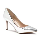 2021 new arrivals designer dress shoes metallic leather ladies shoes covered silver high heel shoes