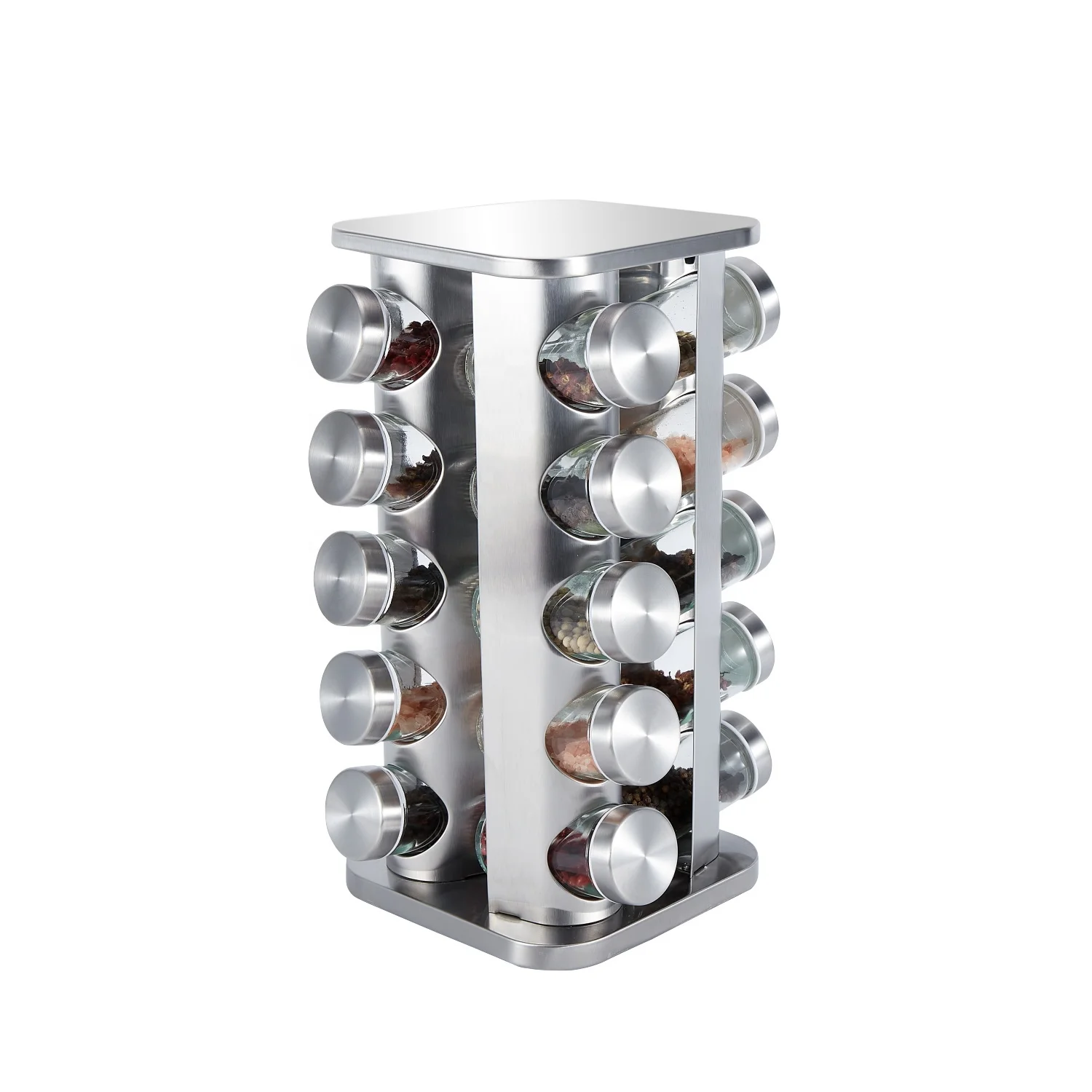 Hot Selling Stainless Steel Spice Rack Organizer With 20 Glass Spice