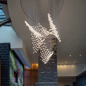 ECOJAS Luxury Glass Chandelier for Hotel Lobby Super Market Wedding Hotel New Design Large Pendent Light