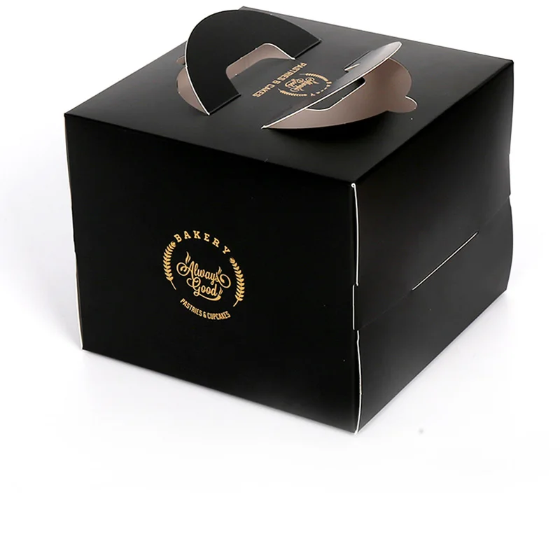 Baking Packaging Cardboard Cake Paper Box Wedding Dessert Loaf Hard Card Cake Box with Handle