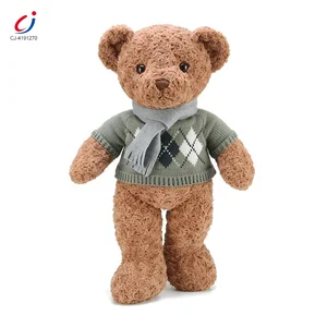 Chengji Wholesale Hot Sale 50cm Lovely Stuffed Animal Play Set Green Scarf Sweater Bear Plush Toy for Kids
