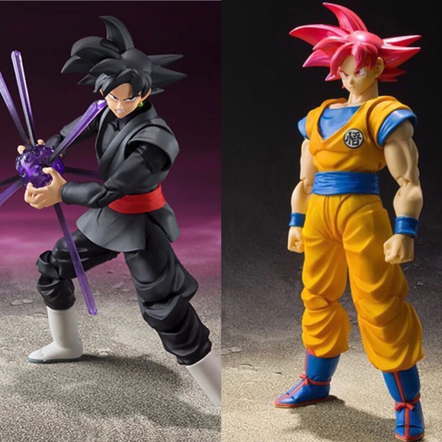 SHF 6 Inches PVC DBZ Super Saiyan God Super Saiyan ROSE pink Black Red Hair Zamasu Son Goku DBZ Action Figure