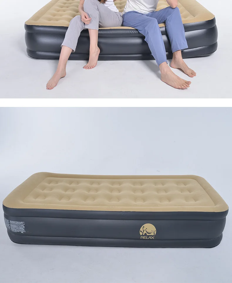 Folding Portable Flocked Fullsize Air Bed Double Family Camping