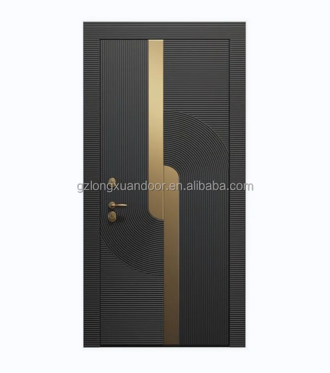 Modern Prehung Composite Door Solid Core Wooden German Vertical Stripe Design for Bedroom Bathroom Entry MDF/bedroom Interior
