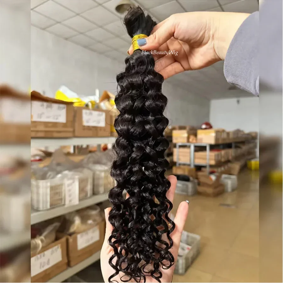 Deep Curly Human Hair Bulk for Braiding Peruvian Remy Bulk Hair No Weft Micro Braids Hair Bundles 3Pcs/Lot Black Brown 100g_voghion.com
