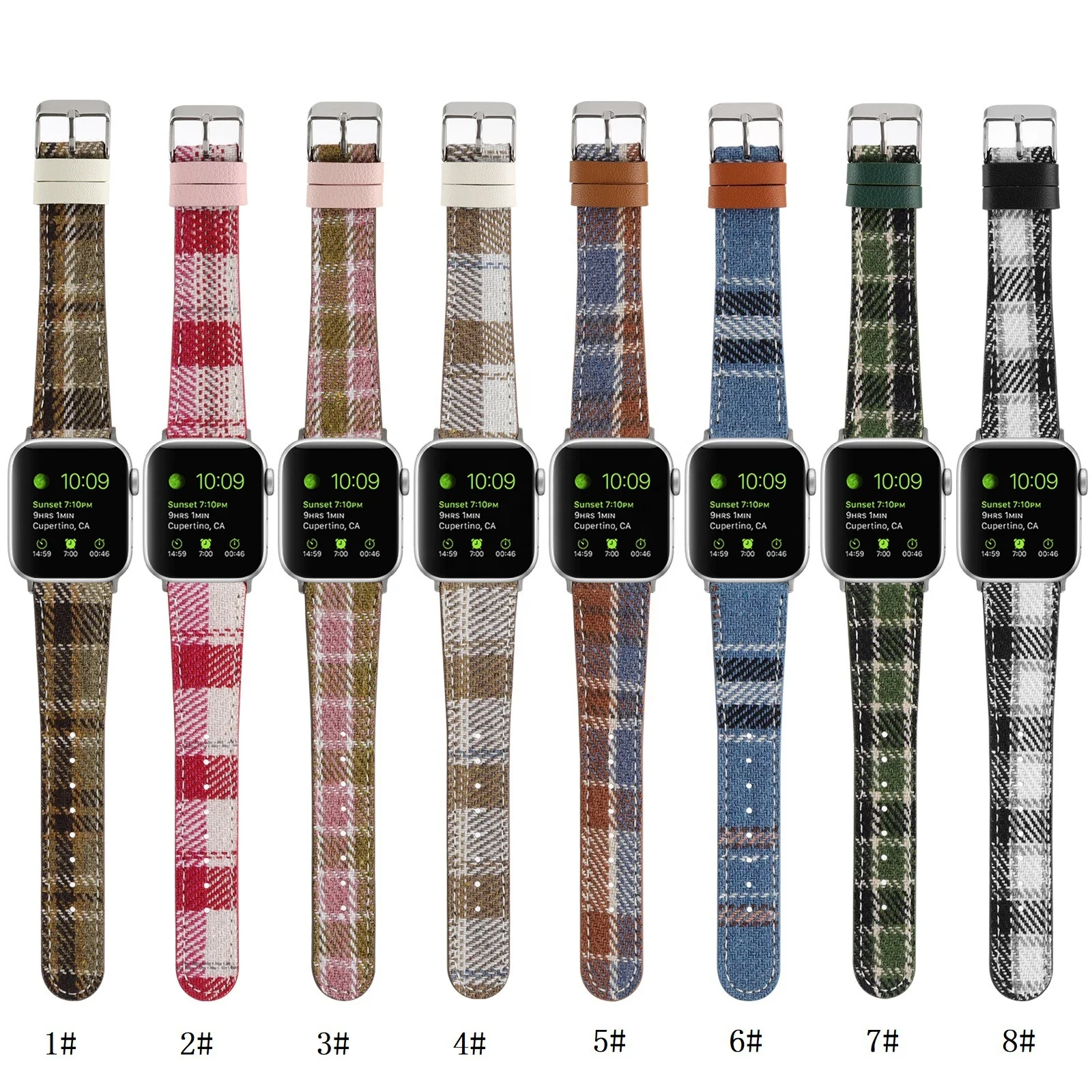 Retro Style Smart Watch Band for Ladies Breathable Leather Plaid Watch Straps Compatible with for Apple Watch Ultra 2
