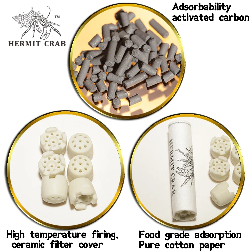 Customized LOGO Activated Carbon Filter with a Diameter of 6mm 7mm and Ceramic Cover, High-quality Cotton Paper Cigarette Filter