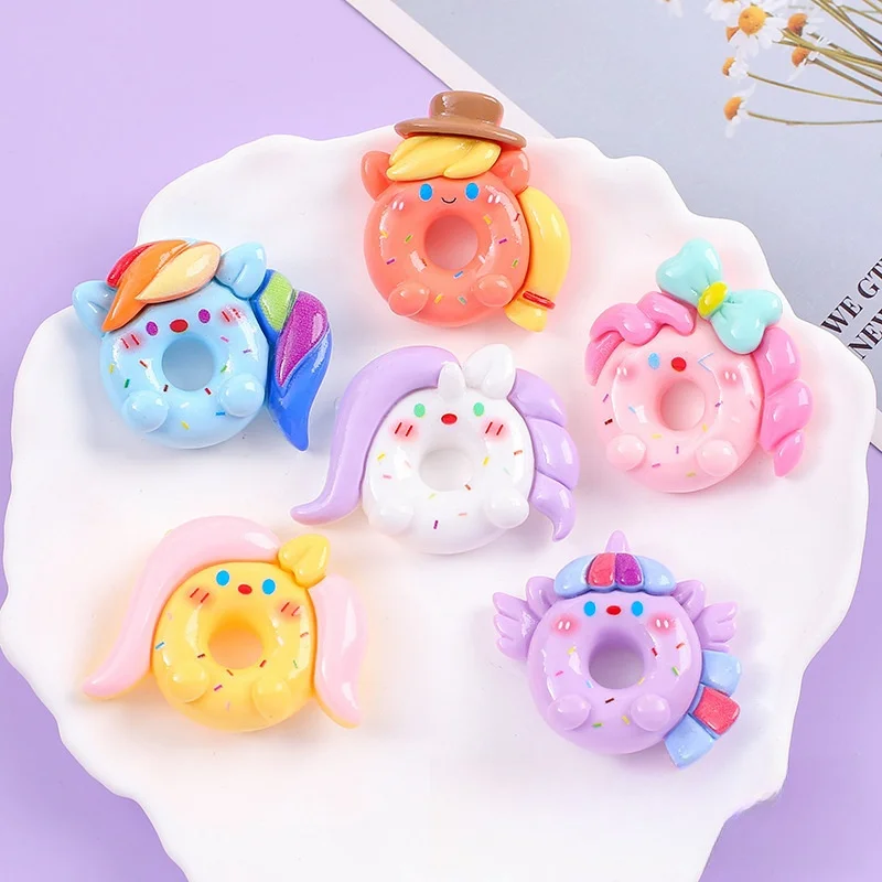 Popular Design Cartoon Doughnut Resin Accessories Kawaii Resin
