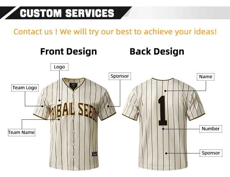 Wholesale Pinstripe Baseball Wear High End Baseball Shirts Jersey