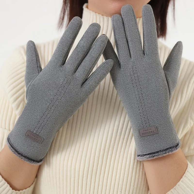 Женские зимние теплые бархатные перчатки