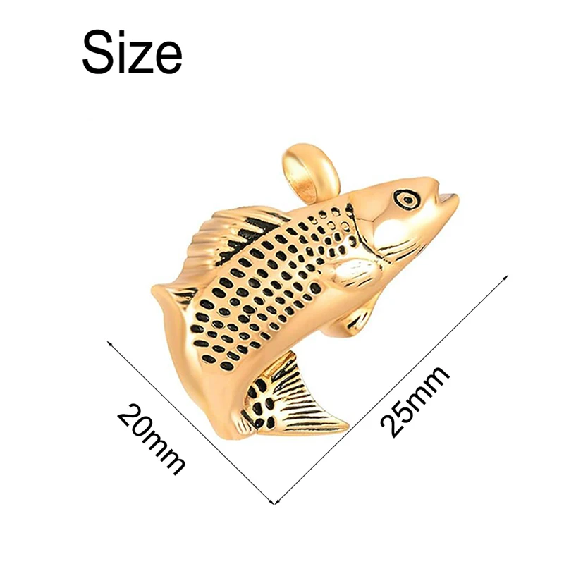 Fish Memorial Locket Jewelry Stainless Steel Pendant Cremation Urn Necklace For Pet Human Ashes Keepsake Gift for Men Women