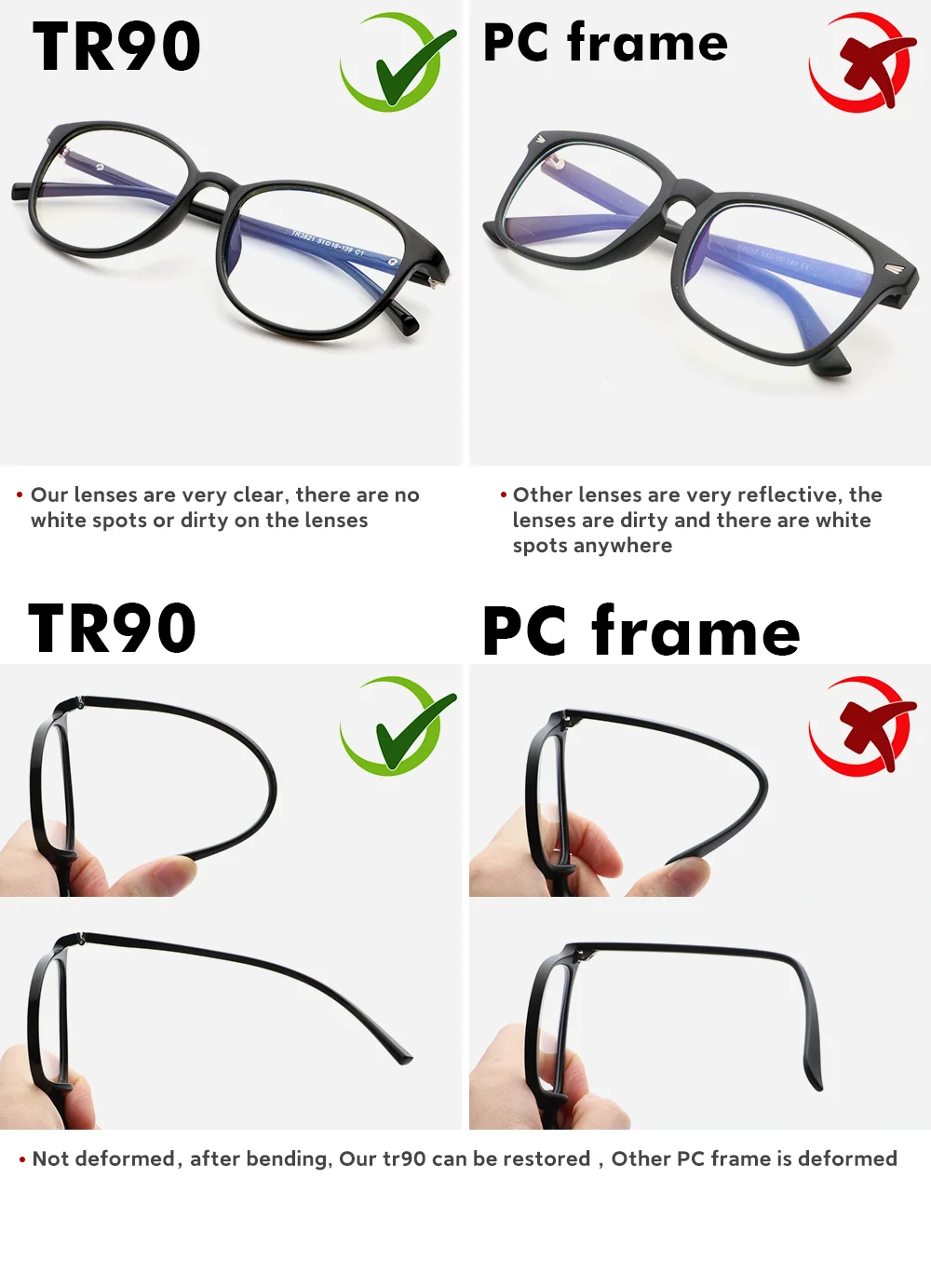 Wholesale Clear Tr90 Square Bluelight Eyewear Anti Blue Light Computer