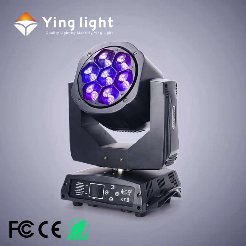7x15w Ledズーム移动ヘッドライトRGBW 4in1ビーアイズムービングヘッド