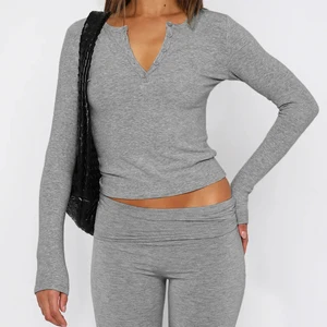 Custom High Quality Women's Spring Autumn Winter Knit Top T-Shirt Scoop Neck Long Sleeve Ribbed Casual Knitwear