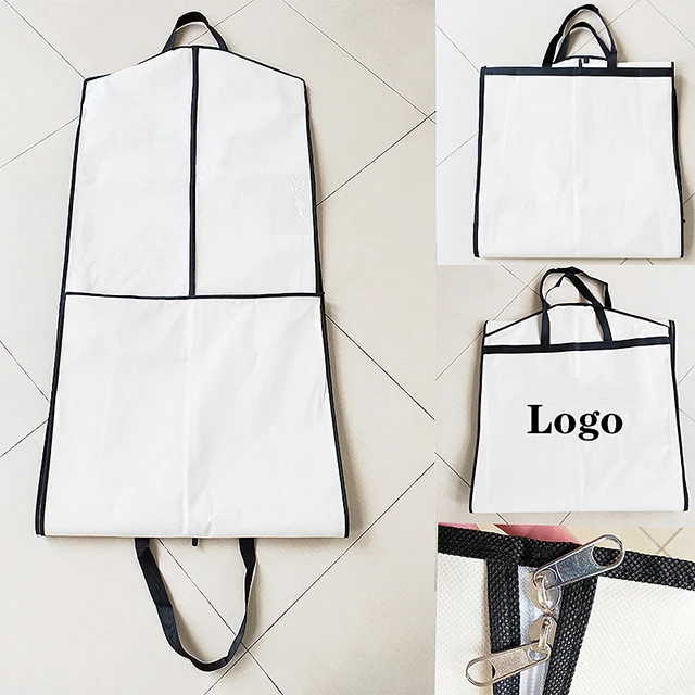 Pack Organic Cotton White Custom Wholesale Long Zippered Organza 72  Translucent Wedding Bridal Gown Clear Garment Bag for Dress