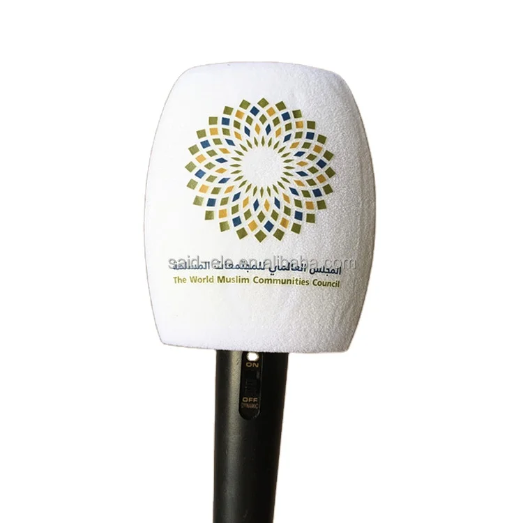 Dubai CCTV Channel Microphone Windshields Custom logo Printed TV Press Reporter Mic Windscreen Mic Sponge