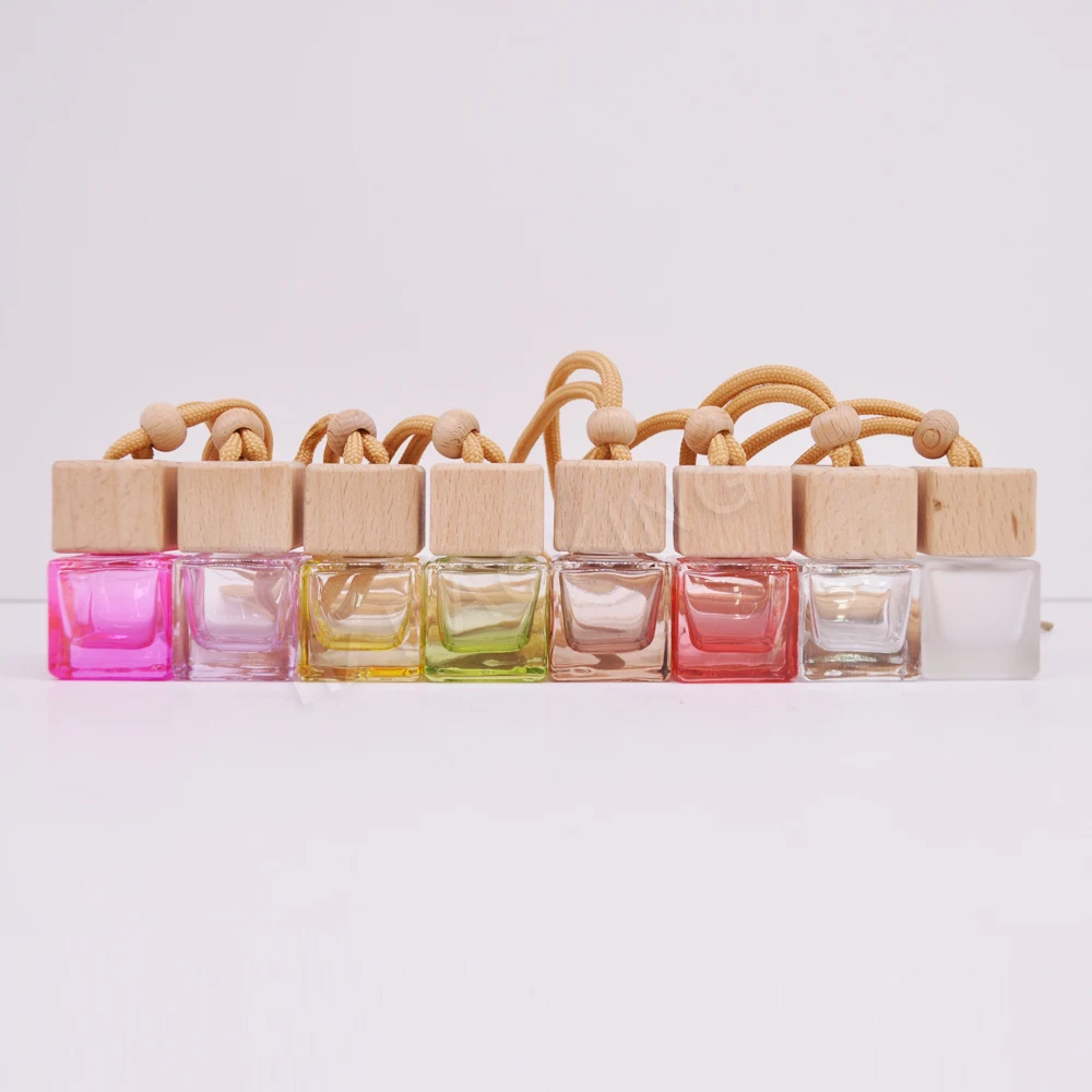 8ml High Quality Clear Square Empty Hanging Car Aroma Diffuser Bottle Air Freshener Glass Perfume Bottle