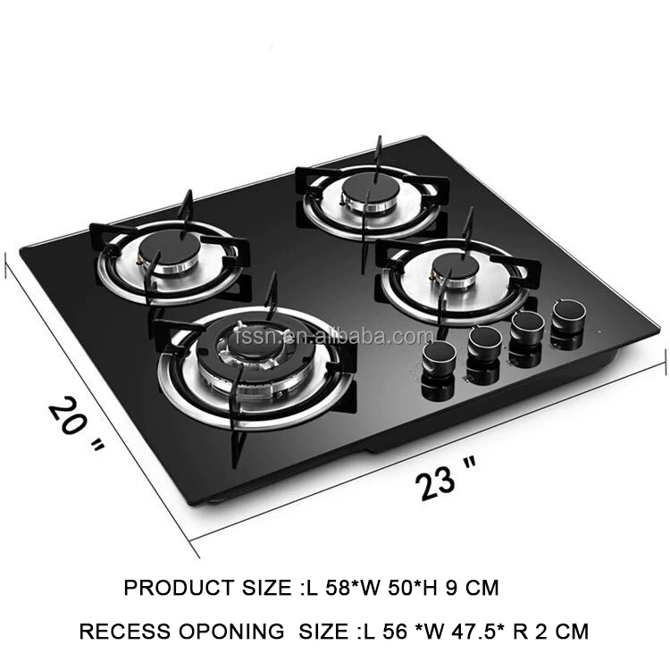 Top Cooktop 4 Burner Cooker Gas Stove Lpg Ng Built In Tempered Glass