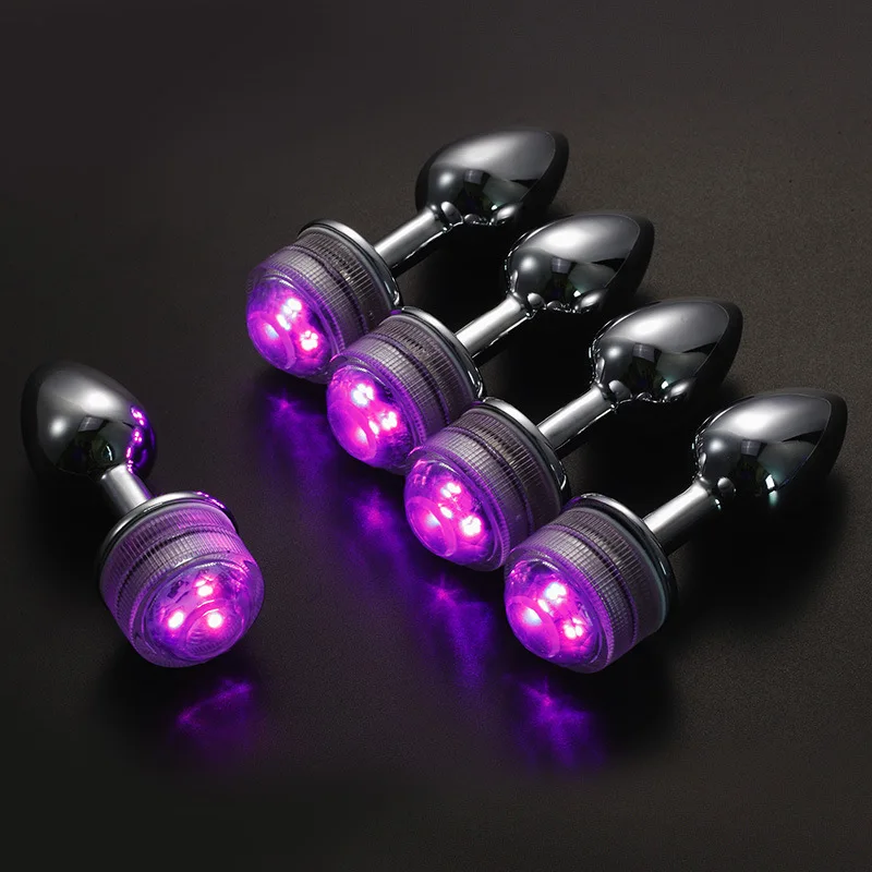 Delove LED Butt Plug Colorful Light up in the Glow Metal Anal Plug with  Remote Control Waterproof Sex Games for Couples