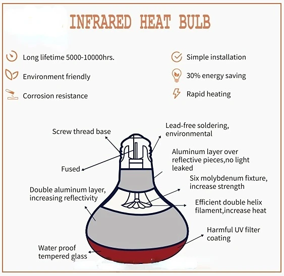 Australia Hot Sales Infrared Heat Lamp 250w 275w 375w Infra Red Clear