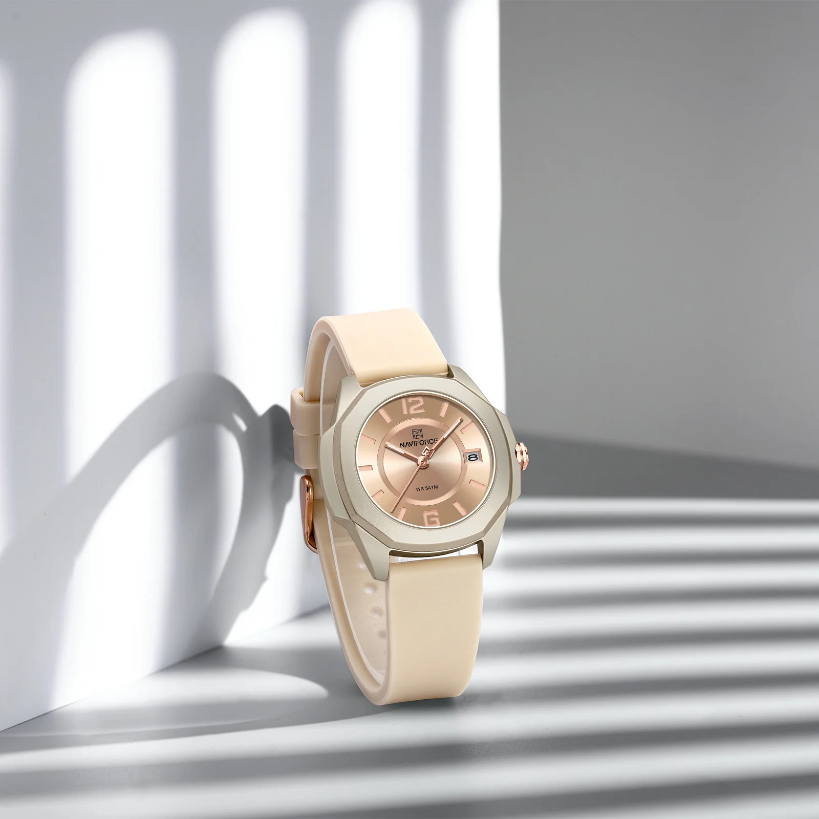 NAVIFORCE 7107 Quartz Women Watch Luxury Fashion Original Lady Girl Wristwatch Silicone Bracelet Casual Elegant Female Clock