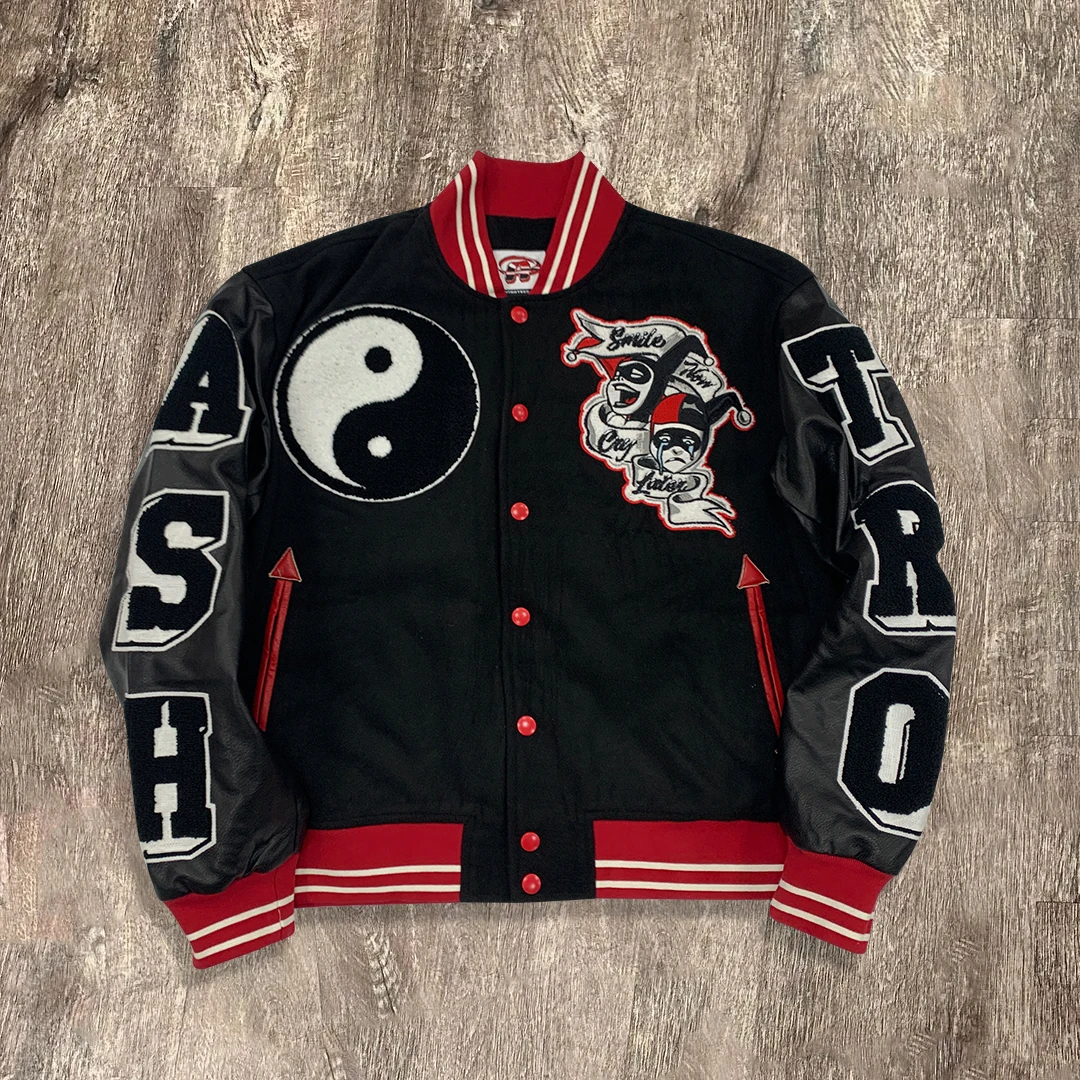 In Stock Luxury Winter Streetwear Cotton Embroidery Patch Oversized Bomber College Baseball Letterman Varsity Jacket for Men