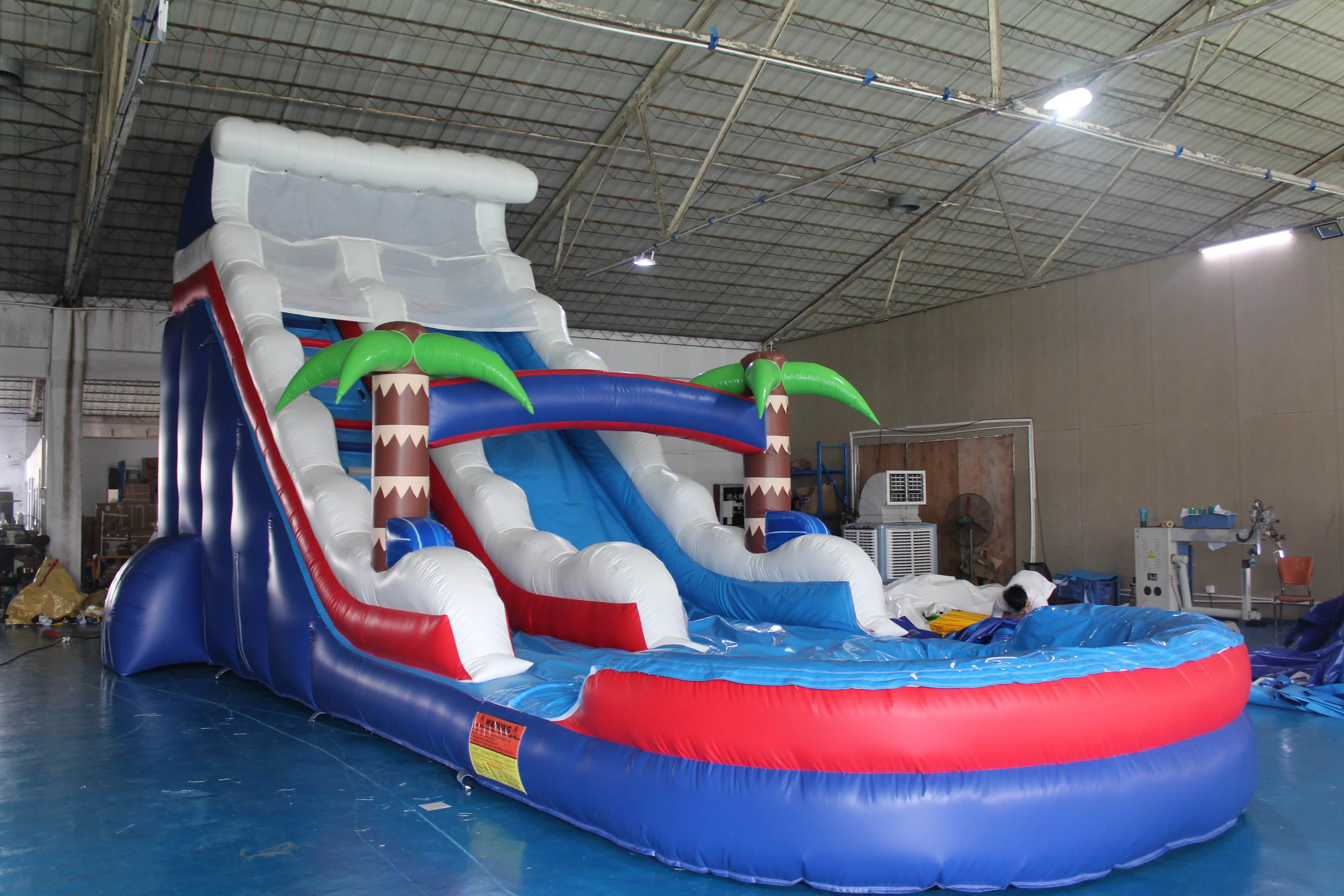 custom Outdoor PVC Inflatable Slides Water Slide Rock Climbing Wall Small pool Outdoor games slide for kids manufacture