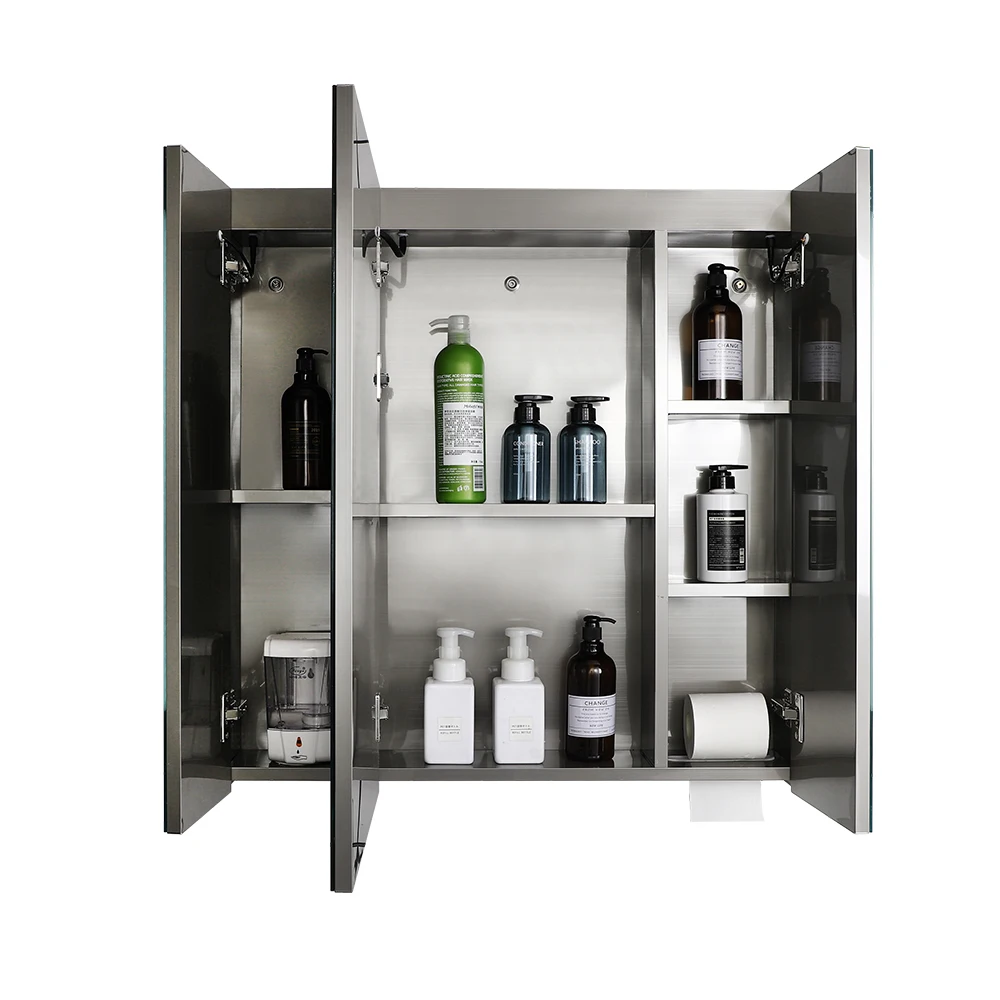 3 двери со светодиодной подсветкой медицинский шкаф ванной комнаты с Предотвращение