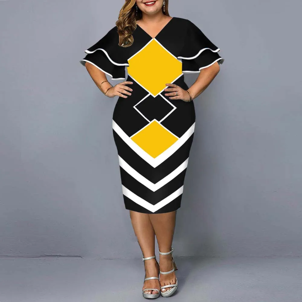 Shop Elegant Geometric Print Dresses for Plus Size Women
