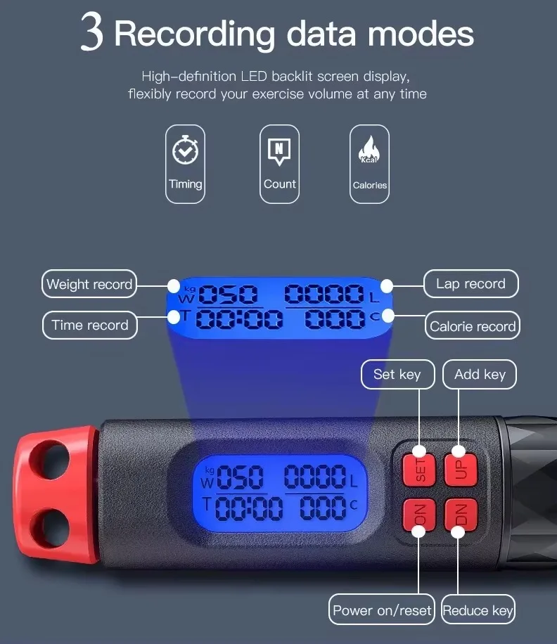 odm customized electronic fitness smart jump rope digital speed counter adjustable cordless skipping rope-6