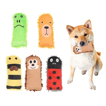 Lynpet  Durable Stuffed Crinkle Pet Chew Toys For Medium Small Puppy Dogs Chenille Fabric Noodle Squeaky Plush Dog Toy