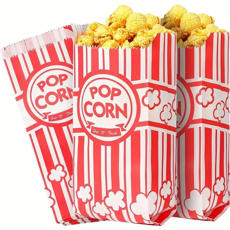 Wholesale Food Grade Greaseproof Pinch Bottom Popcorn Paper Bag Custom Logo for Snack Packaging Takeaway Recyclable