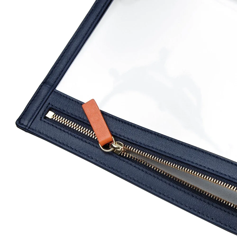 Handmade Real Leather File Organizer Factory Storage Bag RFID Long Travel Document Holder for Passport Wallet Zipper Closure