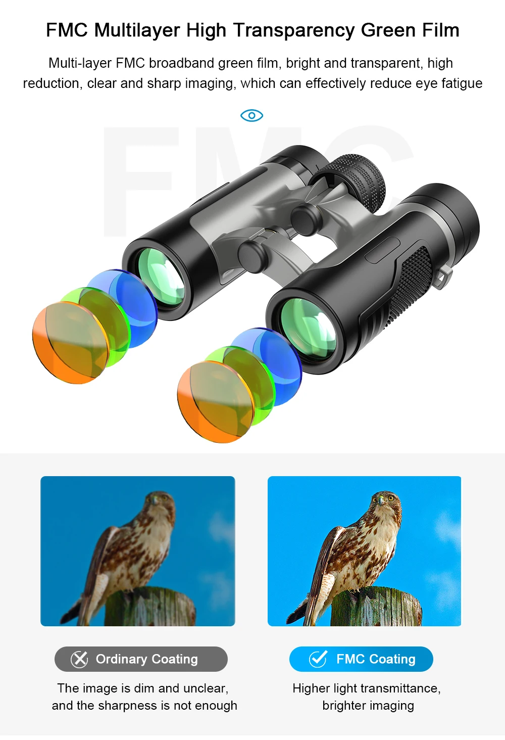 2021 New Apexel 10x25 Compact Binoculars with Low Light Night Vision, Small Pocket Wild Angle Binoculars for Adults & Kids