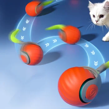 Lynpet 2024 New Arrival Automatic Self Mobility Active Rolling Electric Rechargeable Smart Cat Ball Toy with Feather Teaser