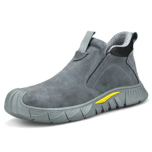 JIANKUN Men's Safety Boots Anti-smash and Anti-puncture Workshop Work Anti-scalding Steel Toe Safety Shoes for Men