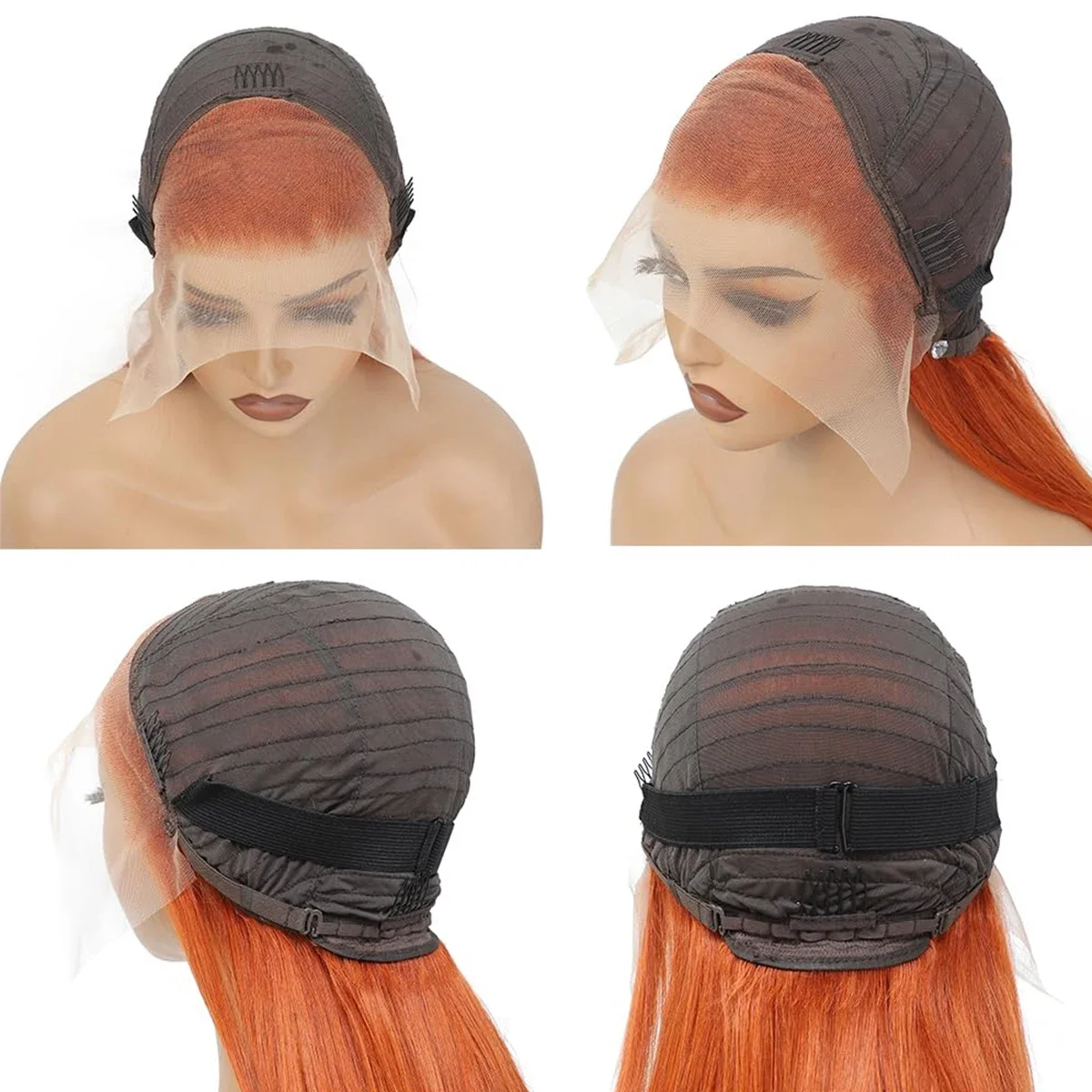 Parrucca frontale in pizzo zenzero 13x4 capelli umani #350 Remy pre-pizzicata 180% densità donne_voghion.com