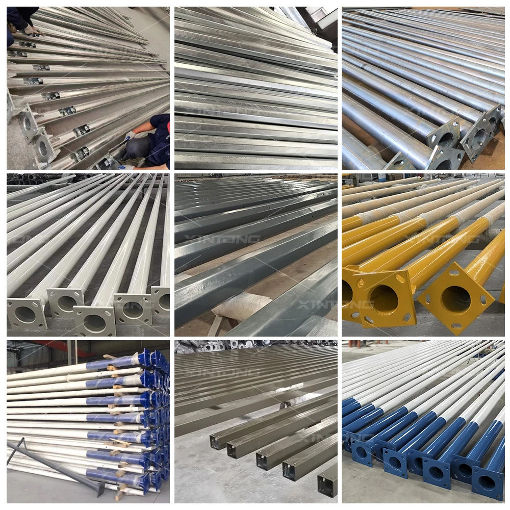 XINTONG Customized Solar Street Lighting Pole Hot Dip Galvanized Street Light Pole Lamp Pole
