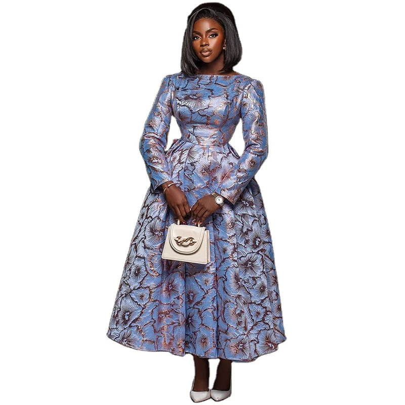 Africaine Femme Longue Kenya Satin Africa Dresses Muslim Women Traditional  African Clothing Dress Kenya Chic Floral Africa Dres